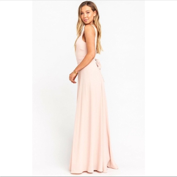 NWT Show Me Your MuMu Jenn Maxi Dress Dusty Blush Crisp Pink Chiffon SIZE XXS - Picture 2 of 5